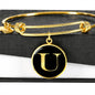 Initial U v2a - 18k Gold Finished Bangle Bracelet