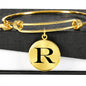 Initial R v1a - 18k Gold Finished Bangle Bracelet