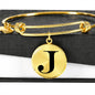 Initial J v1a - 18k Gold Finished Bangle Bracelet