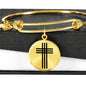 Stylized Cross - 18k Gold Finished Bangle Bracelet