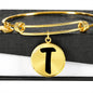 Initial T v1b - 18k Gold Finished Bangle Bracelet