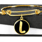 Initial L v2b - 18k Gold Finished Bangle Bracelet