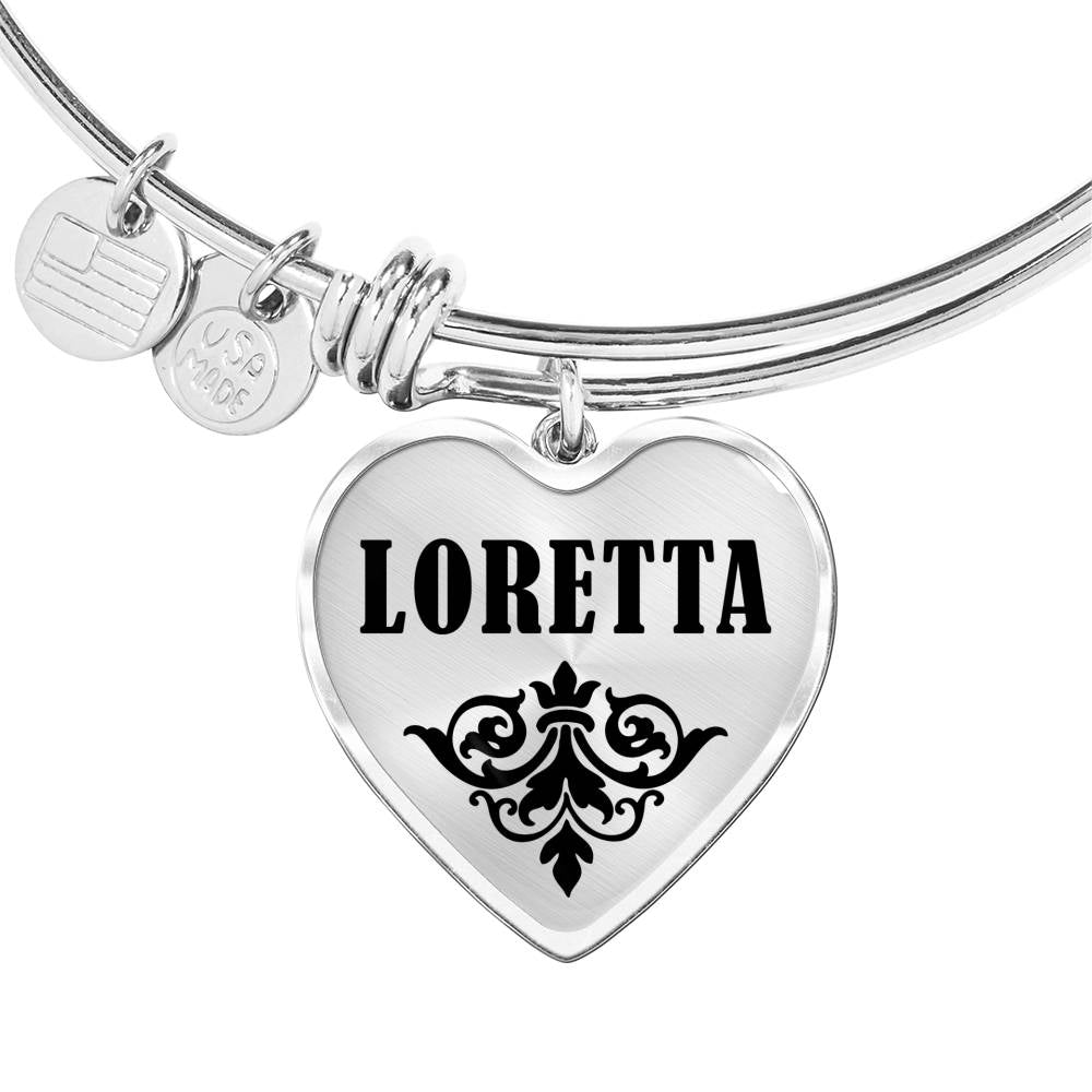 Loretta v01 - Heart Pendant Bangle Bracelet