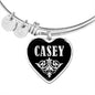 Casey v02 - Heart Pendant Bangle Bracelet