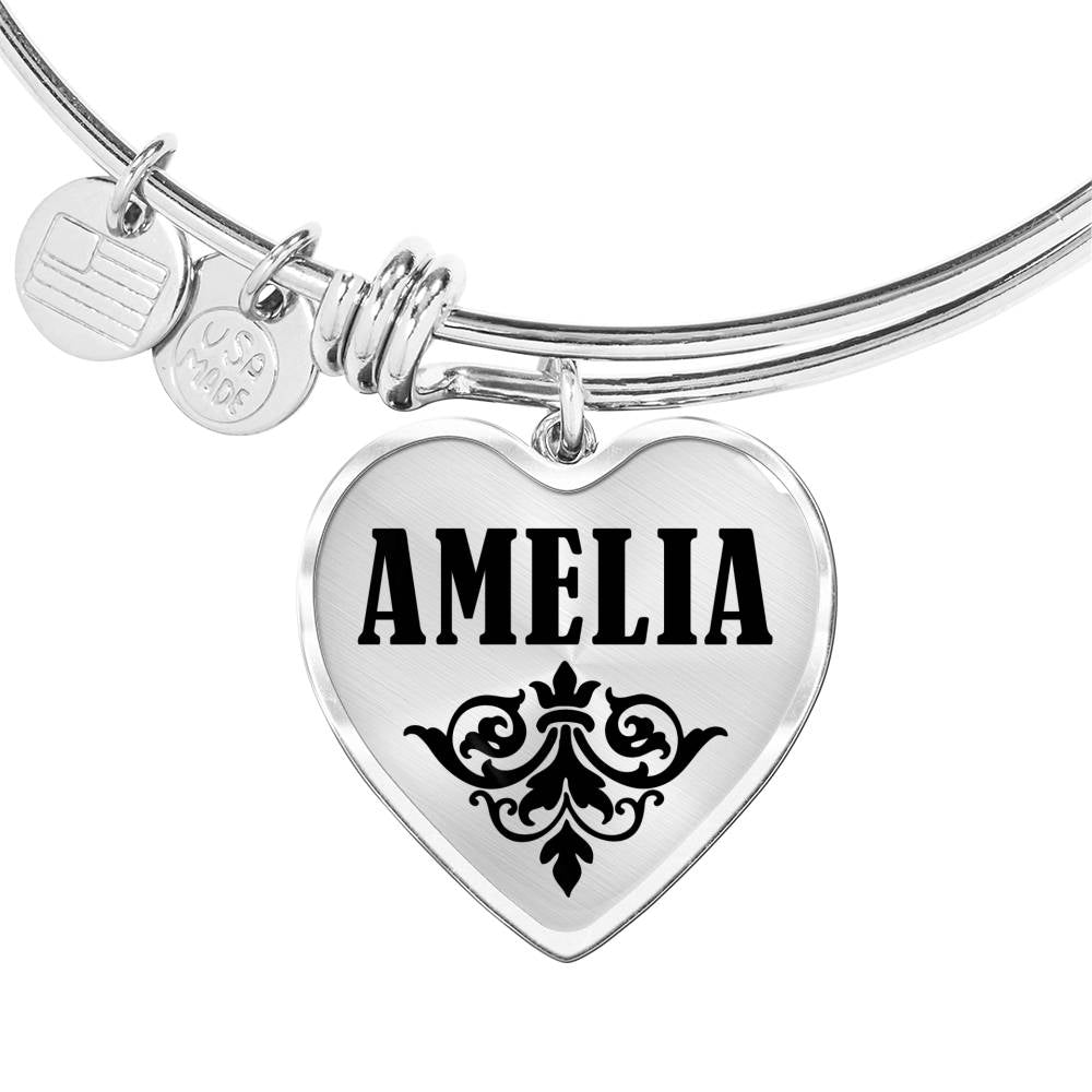 Amelia v01 - Heart Pendant Bangle Bracelet
