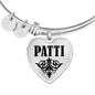 Patti  v01 - Heart Pendant Bangle Bracelet