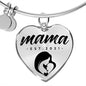 Mama, Est. 2021 - Heart Pendant Bangle Bracelet