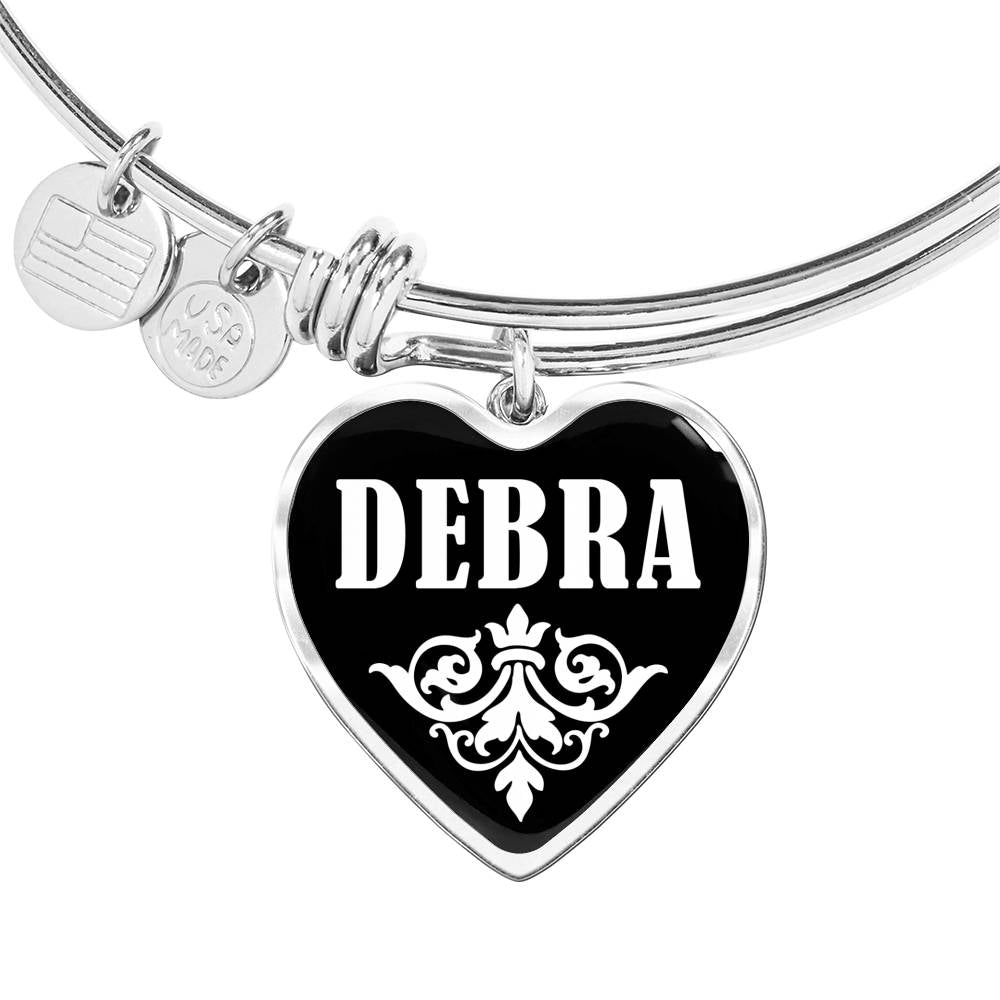 Debra v02 - Heart Pendant Bangle Bracelet