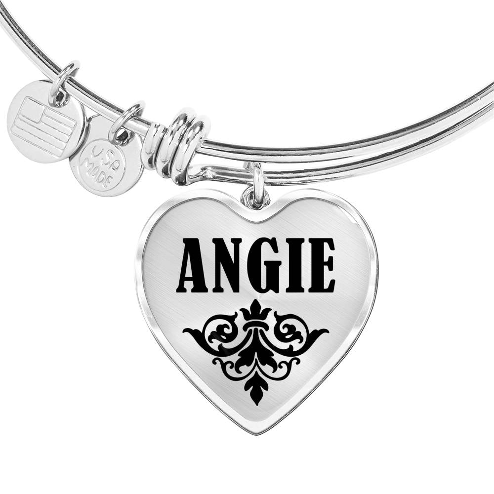 Angie v01 - Heart Pendant Bangle Bracelet