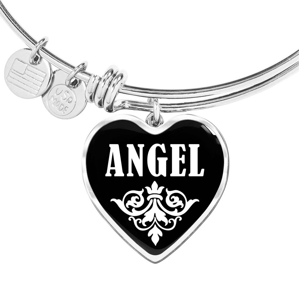 Angel v02 - Heart Pendant Bangle Bracelet