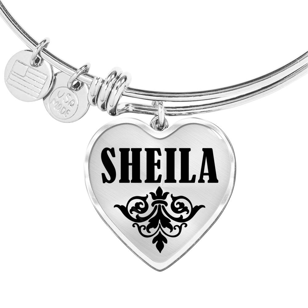 Sheila v01 - Heart Pendant Bangle Bracelet