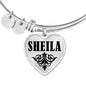 Sheila v01 - Heart Pendant Bangle Bracelet