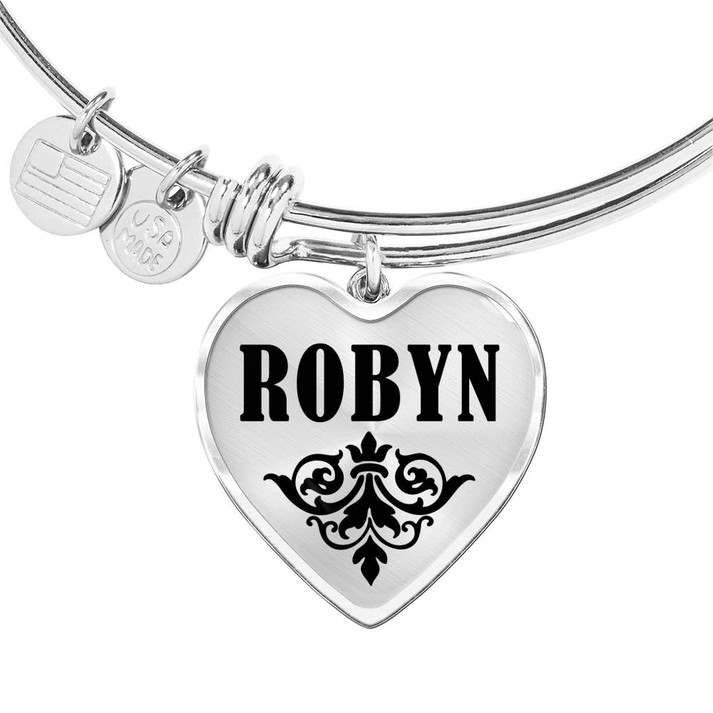 Robyn v01 - Heart Pendant Bangle Bracelet