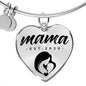 Mama, Est. 2020 - Heart Pendant Bangle Bracelet
