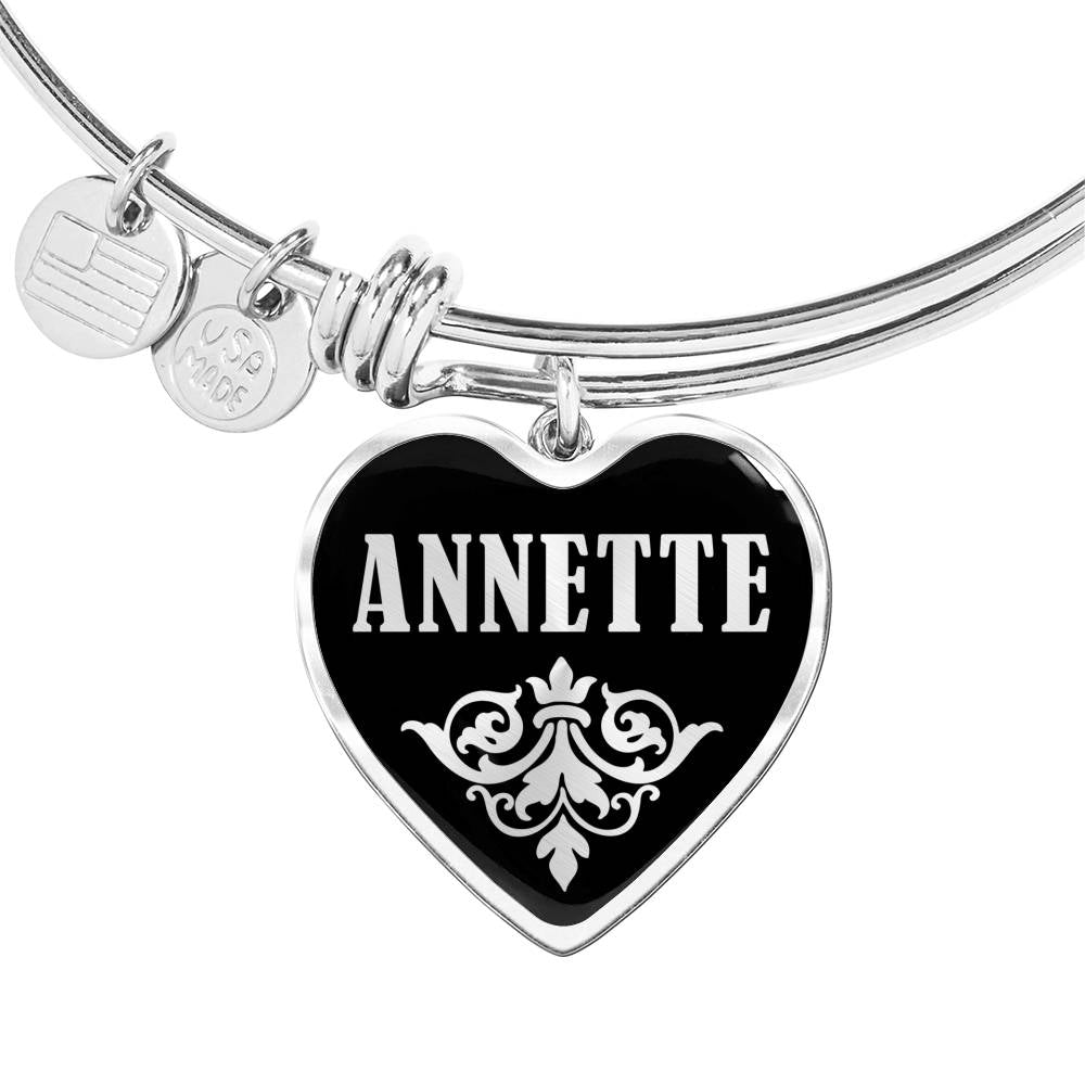 Annette v01s - Heart Pendant Bangle Bracelet