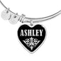 Ashley v01s - Heart Pendant Bangle Bracelet