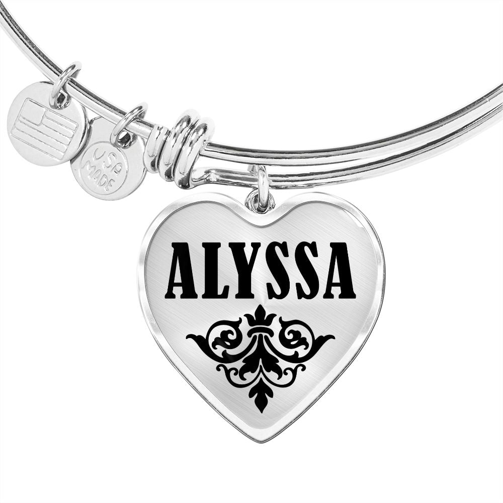 Alyssa  v01 - Heart Pendant Bangle Bracelet
