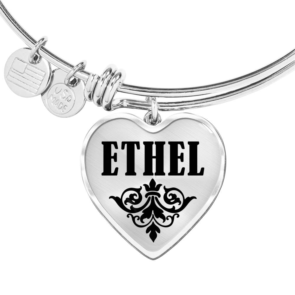 Ethel v01 - Heart Pendant Bangle Bracelet
