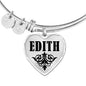 Edith v01 - Heart Pendant Bangle Bracelet