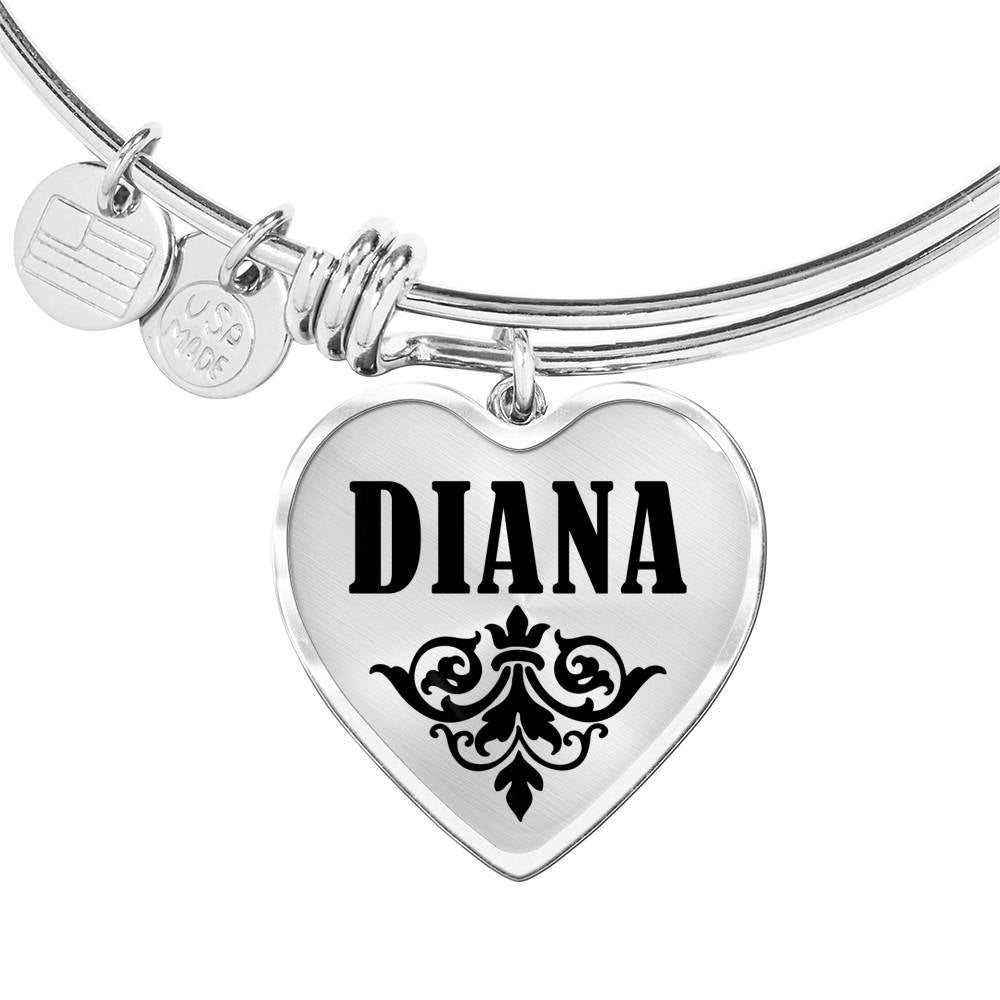 Diana v01 - Heart Pendant Bangle Bracelet