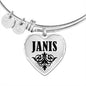 Janis  v01 - Heart Pendant Bangle Bracelet