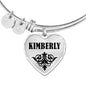 Kimberly v01 - Heart Pendant Bangle Bracelet