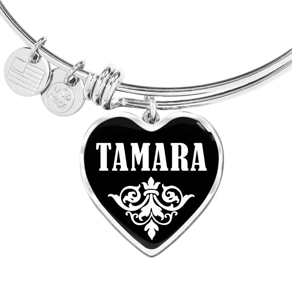 Tamara v02 - Heart Pendant Bangle Bracelet