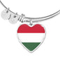 Hungarian Flag - Heart Pendant Bangle Bracelet