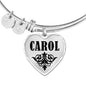 Carol v01 - Heart Pendant Bangle Bracelet