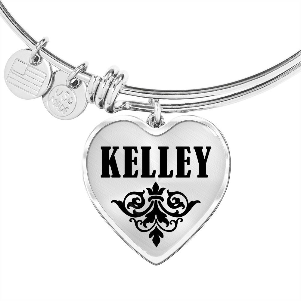 Kelley  v01 - Heart Pendant Bangle Bracelet
