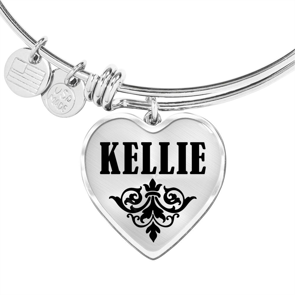 Kellie  v01 - Heart Pendant Bangle Bracelet