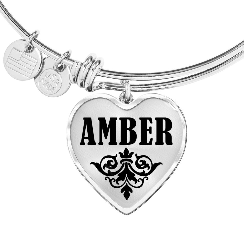 Amber v01 - Heart Pendant Bangle Bracelet