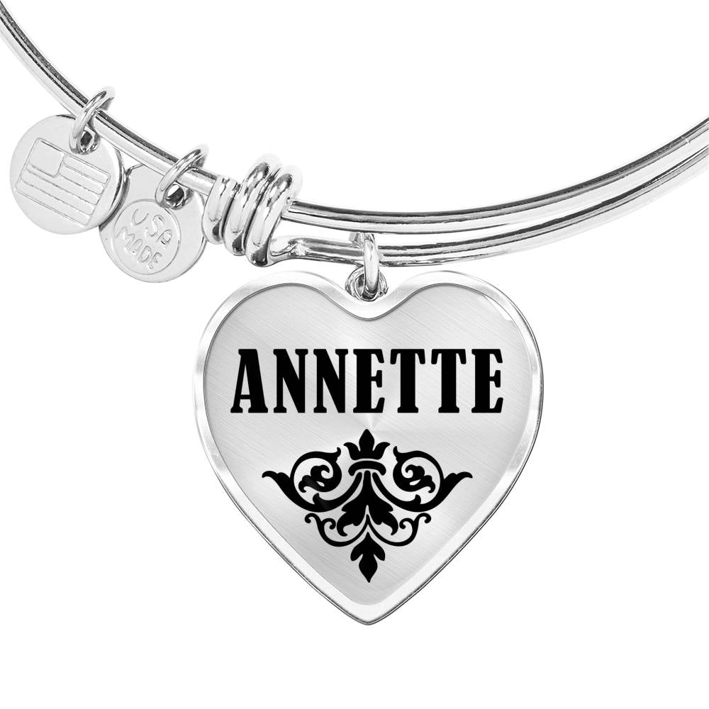Annette v01 - Heart Pendant Bangle Bracelet