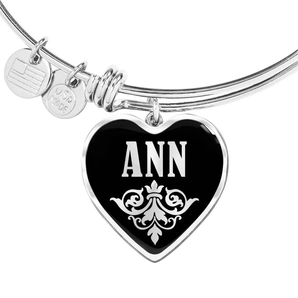 Ann v01s - Heart Pendant Bangle Bracelet