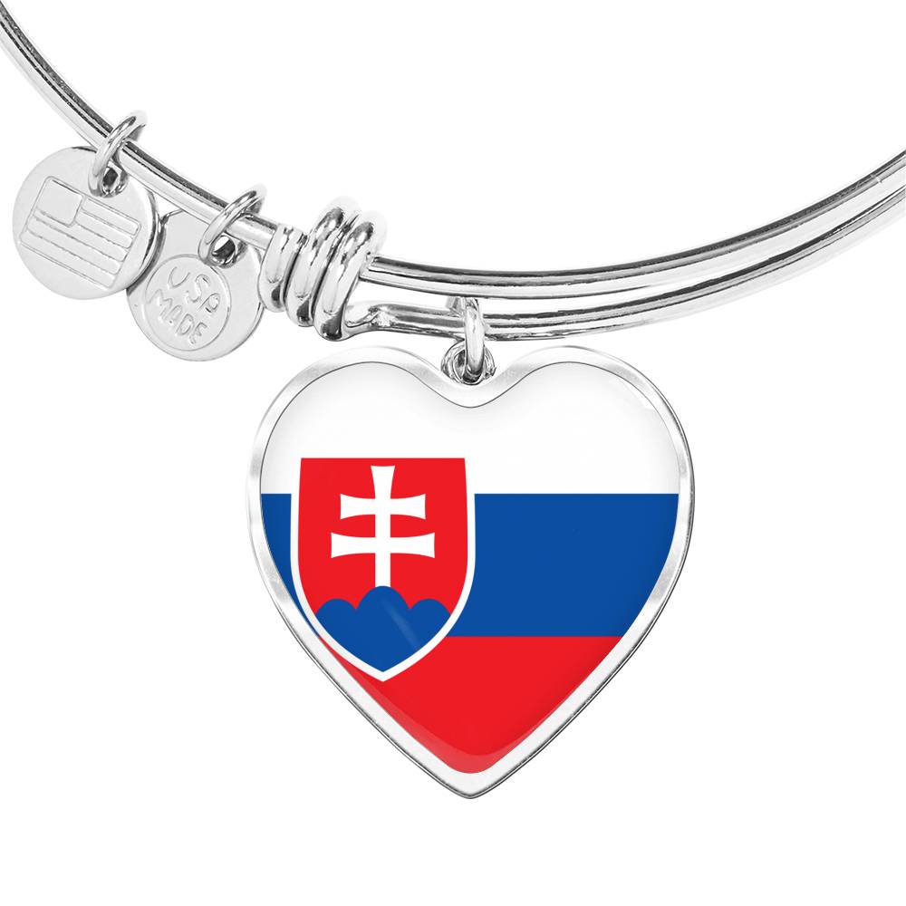 Slovak Flag - Heart Pendant Bangle Bracelet