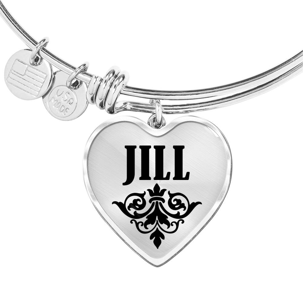 Jill v01 - Heart Pendant Bangle Bracelet