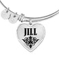 Jill v01 - Heart Pendant Bangle Bracelet