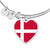 Danish Flag - Heart Pendant Bangle Bracelet