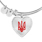 Tryzub (Red) v2 - Heart Pendant Bangle Bracelet