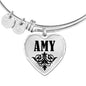 Amy v01 - Heart Pendant Bangle Bracelet
