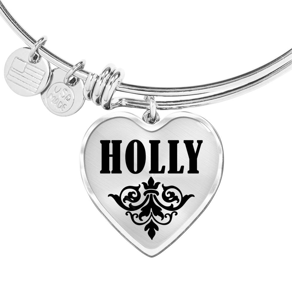 Holly v01 - Heart Pendant Bangle Bracelet