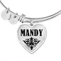 Mandy  v01 - Heart Pendant Bangle Bracelet