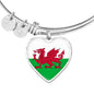Welsh Flag - Heart Pendant Bangle Bracelet