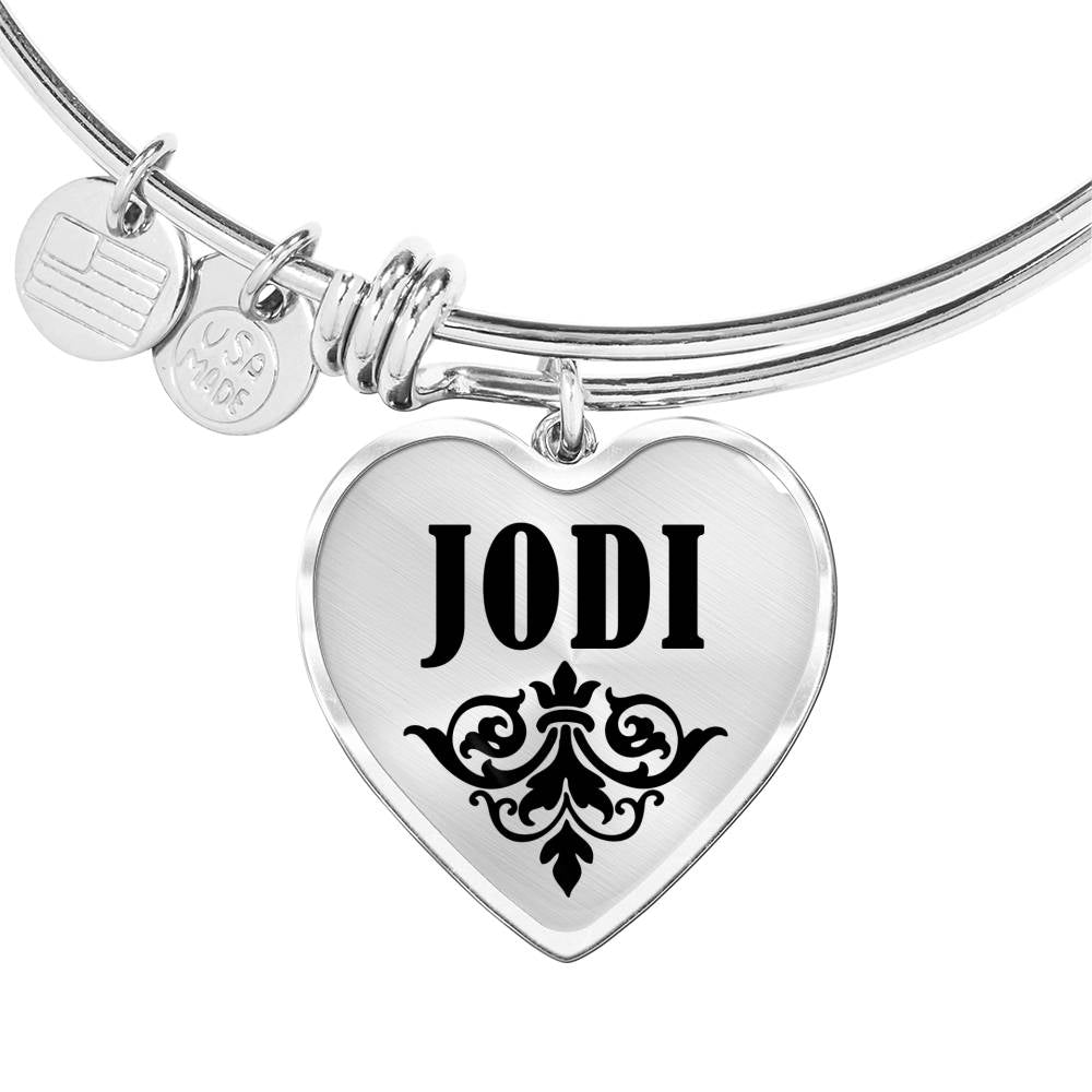 Jodi v01 - Heart Pendant Bangle Bracelet