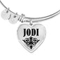 Jodi v01 - Heart Pendant Bangle Bracelet
