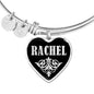 Rachel v01s - Heart Pendant Bangle Bracelet