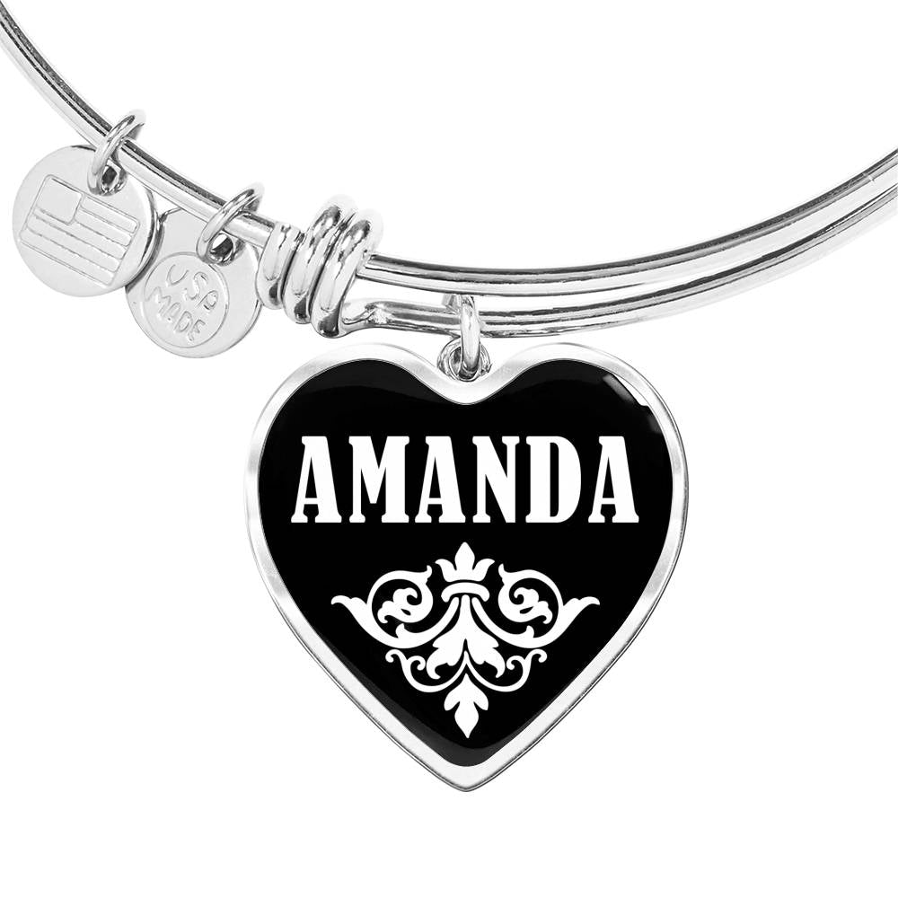 Amanda v02 - Heart Pendant Bangle Bracelet