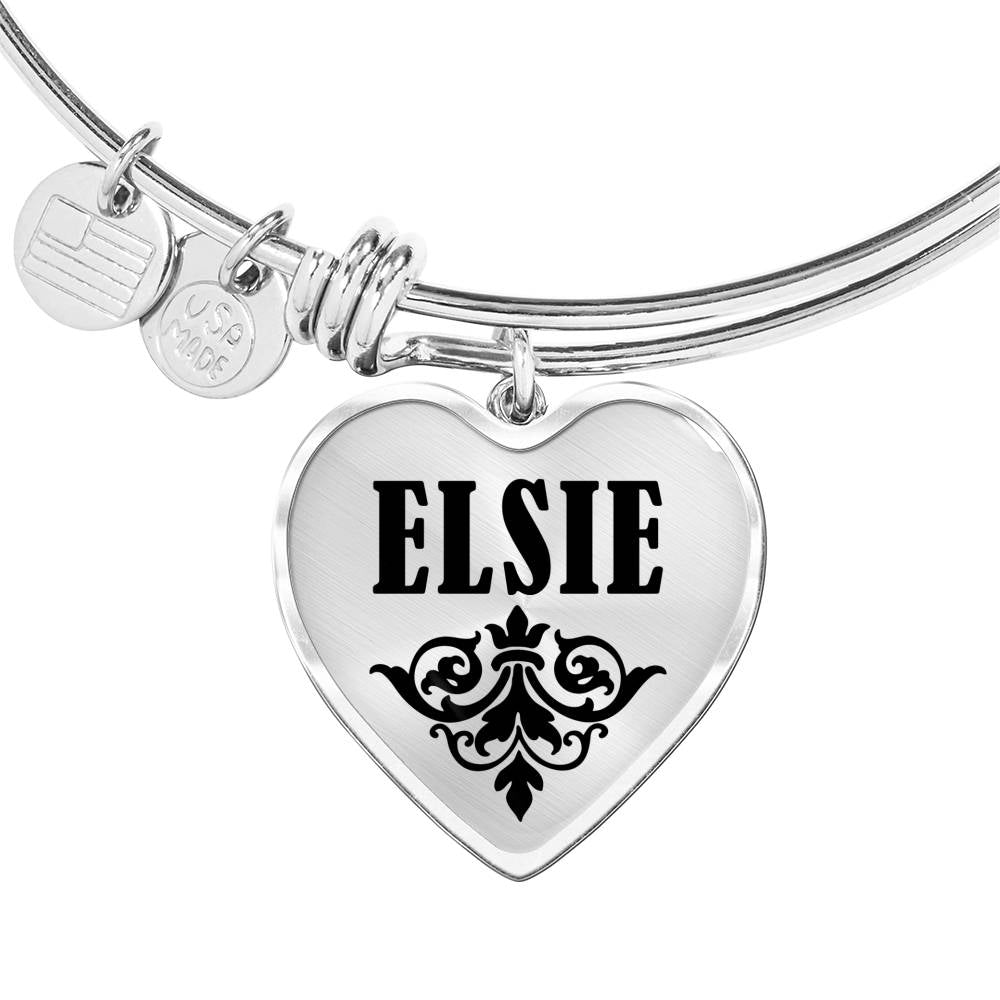 Elsie v01 - Heart Pendant Bangle Bracelet