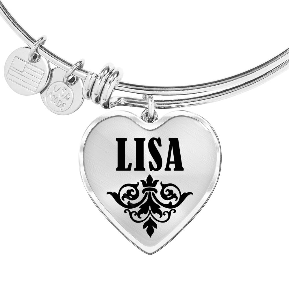 Lisa v01 - Heart Pendant Bangle Bracelet
