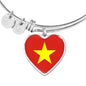 Vietnamese Flag - Heart Pendant Bangle Bracelet
